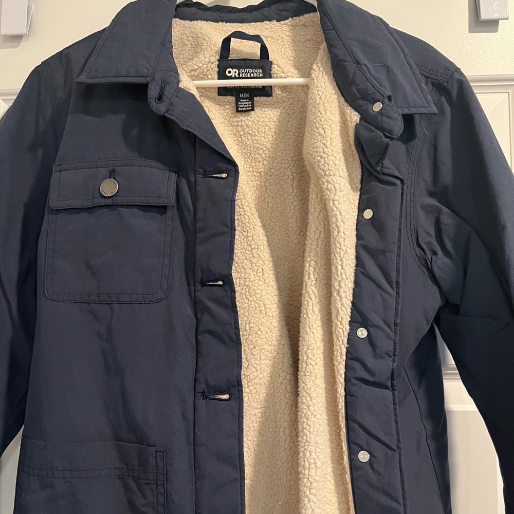 Outdoor Research Navy Jacket with Sherpa Lining